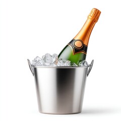 Celebration concept with champagne bottle in ice bucket for luxury event design