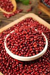 Red Adzuki Beans in Bowl - Traditional Asian Cooking Ingredient for Porridge and Northeast Cuisine
