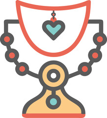 Colorful vintage necklace with heart pendant and geometric beaded details