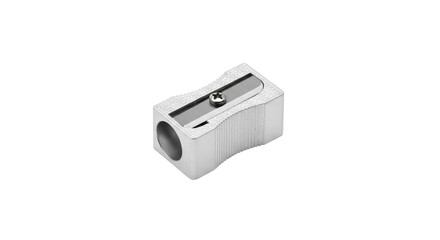 Isolated pencil sharpener for office or school, metal drawing tool for sharpening pencils