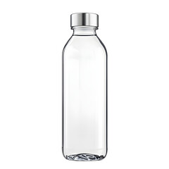 Clear Plastic Water Bottle with Silver Cap, Ideal for Hydration on the Go