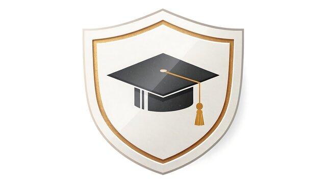 Academic achievement shield symbolizing protection and security of educational success and knowledge