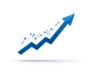 Grafico a freccia ascendente stilizzato, blu, vettore