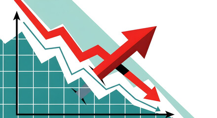 Dynamic Chart with Red Arrows: Analyzing Growth and Decline in Financial Markets with Statistical Data Visualizations and Business Insights