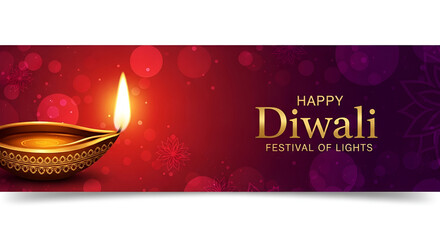 beautiful happy diwali festival bokeh banner design