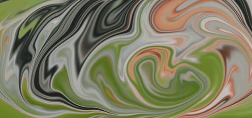 Abstract Swirling Paint Texture Green Gray and Peach Color Palette