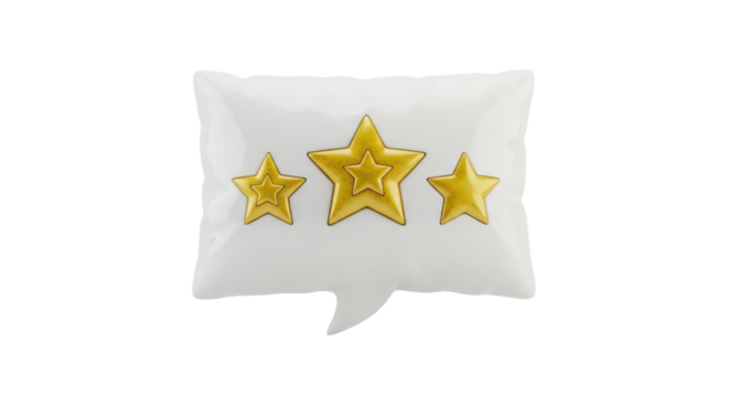 Isolated Speech Bubble with Golden Stars - Symbolizing Success and Customer Feedback