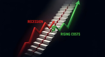 Rising Costs Against Recession Illustrated Through A Graph Depicting Economic Trends And Financial Analysis Represented By Staircase Metrics