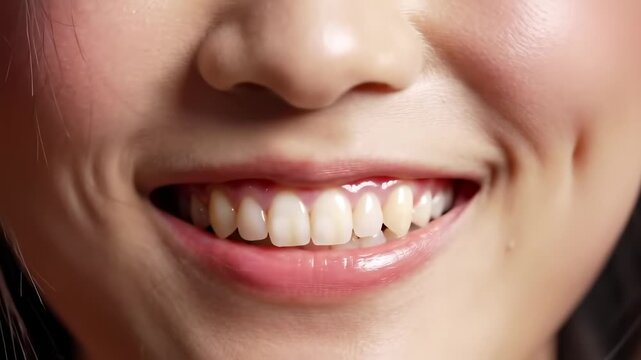 Close-up smiling face with teeth