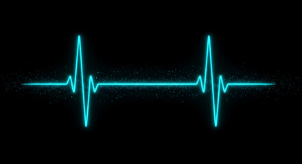 Vibrant Neon Blue Heartbeat Pulse Waveform Illustration Perfect For Medical And Technological Concepts, Health Monitoring, And Creative Designs
