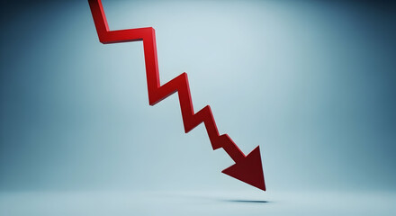 Declining Downward Trend In Economy Represented By A Bold Red Arrow Indicating Financial Loss And Economic Crisis In Business Sector