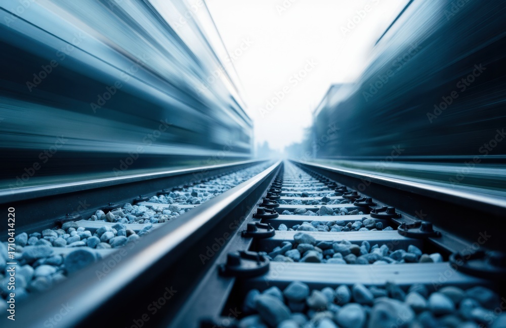 Aufkleber high-speed train tracks with motion blur effect creating a sense of speed and movement