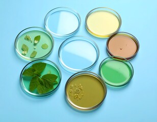Petri dishes with plant extracts