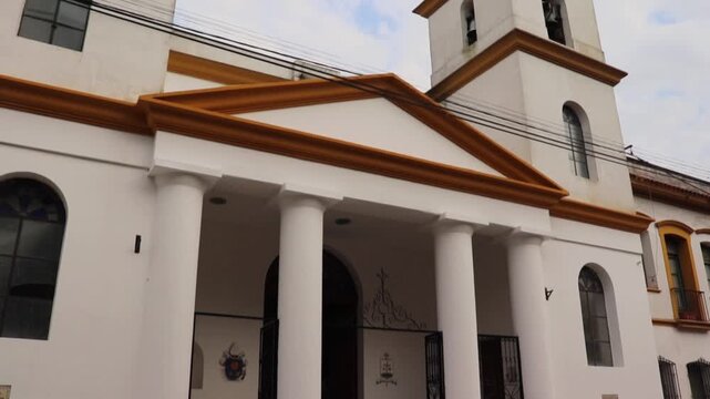 Our Lady of Mercy Cathedral in Chascomus, Buenos Aires, captured on a cloudy day. Perfect for projects seeking historic and atmospheric architectural landscapes.