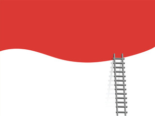 A ladder leads up to a large red area, suggesting ambition, growth, or overcoming obstacles.