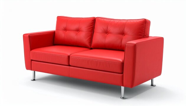 red sofa isolated on white background