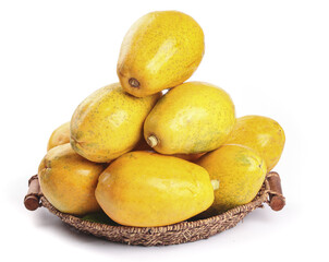 Fresh Hainan Leizhou Papayas in Wicker Basket - Tropical Fruit Collection