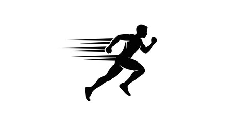 Obraz premium Dynamic runner silhouette sprinting forward with speed lines, representing motion and energy