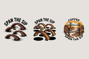 Coffee bean bridges span water and land coffee beans