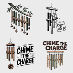 Bamboo wind chimes with text bells wood