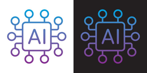 Generative AI logo icon with sparkle star with square button. concept of Artificial intelligence and Machine learning for app and web.