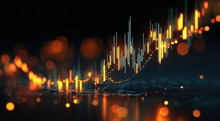 Digital economy chart with abstract glowing analytics, financial statistics visualization, futuristic investment diagram png