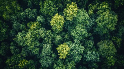 Verdant Forest Canopy Top Down View. Possible Use Nature Background