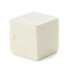 cream cheese cube, soft surface, isolated on white background