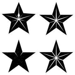 Obraz premium Four stylized black stars with varying internal designs on a white background arranged in a square formation