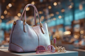 Pastel handbag and fashion accessories
