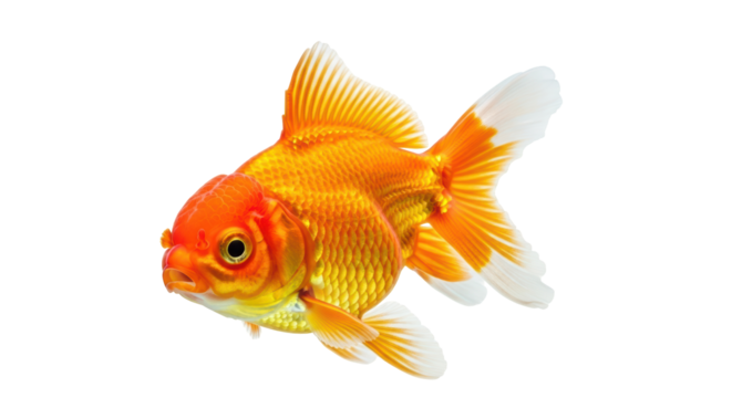 Isolated golden fish swimming in empty space, graceful swimming aquatic pet, lovely fish - Powered by Adobe