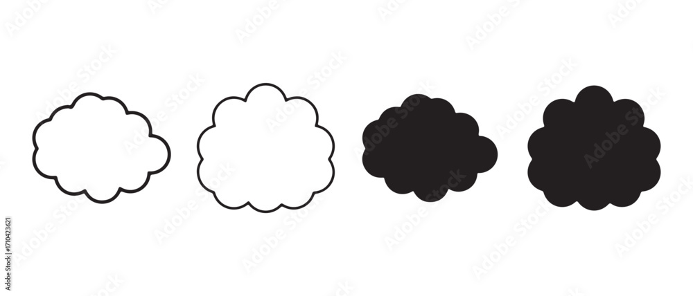 Poster cloud icon set. isolated on white background, representing data and computing.