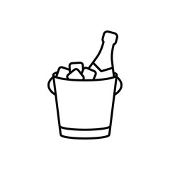 champagne bottle icon in bucket with ice cube vector