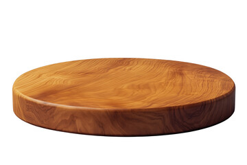 Realistic 3d render of a wooden round display platform with transparent background