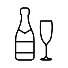 champagne  bottle   and a glass icon vector 