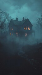 Old Haunted House In The Fog