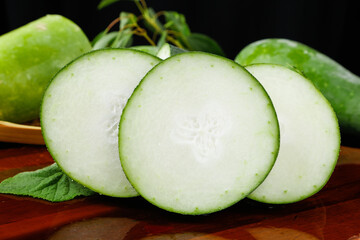 Fresh Winter Melon Slices - Organic Green Vegetable with White Flesh for Healthy Asian Cooking