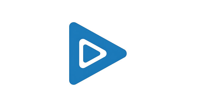 Modern blue play button icon with a white inner triangle and soft rounded corners.