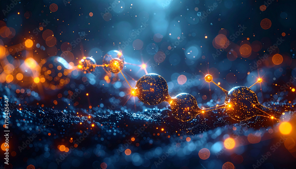 Poster molecular network: a mesmerizing 3d rendering unveils an interconnected molecular network, composed 