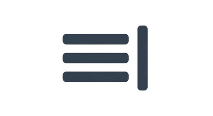 Modern dark grey align right icon with three rounded horizontal lines and a single vertical line.