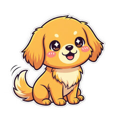 Fototapeta premium Cute Cartoon Golden Retriever Puppy Sticker Illustration