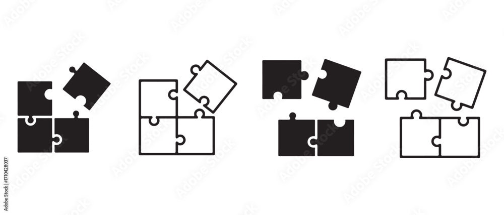 Aufkleber puzzle icon set. isolated on white background with different style variations.