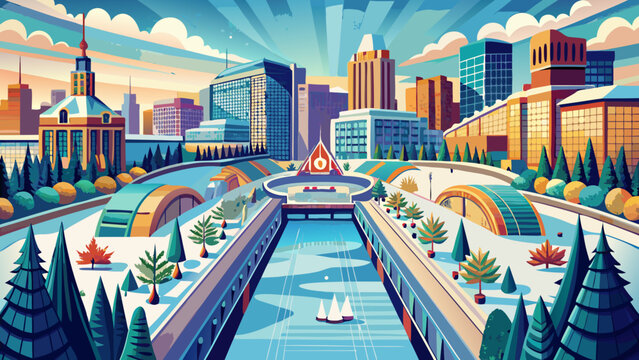 Rideau Canal, Ontario, Canada, is the oldest continuously operated canal system in North America, transforming into a world-famous skating rink each winter.