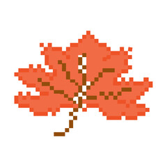 Obraz premium Pixel Art Red Autumn Leaf