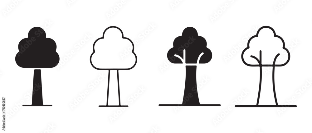 Poster tree icon set. isolated on white background, nature and environment concept.