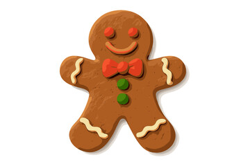 Cute gingerbread man cookie. Christmas holiday sweet food. Vector cartoon character in childish plasticine style. Isolated 3D claymation illustration for winter celebration design.