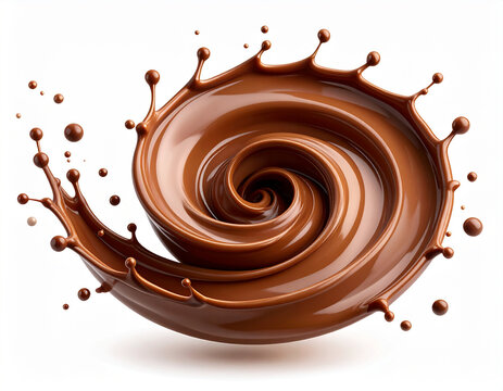 Whirlwind Chocolate Splash - A Spiral Symphony of Liquid Delight.