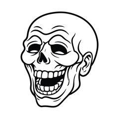 Fototapeta premium laughing skull black and white vector illustration