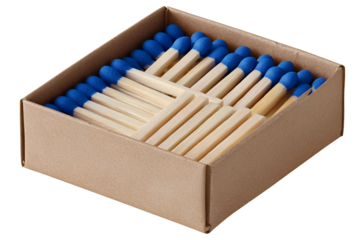 Open Box of Matches with Blue Tips