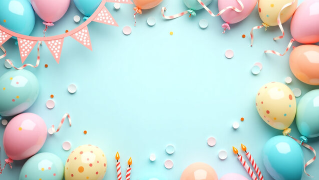 colorful easter eggs on a blue background